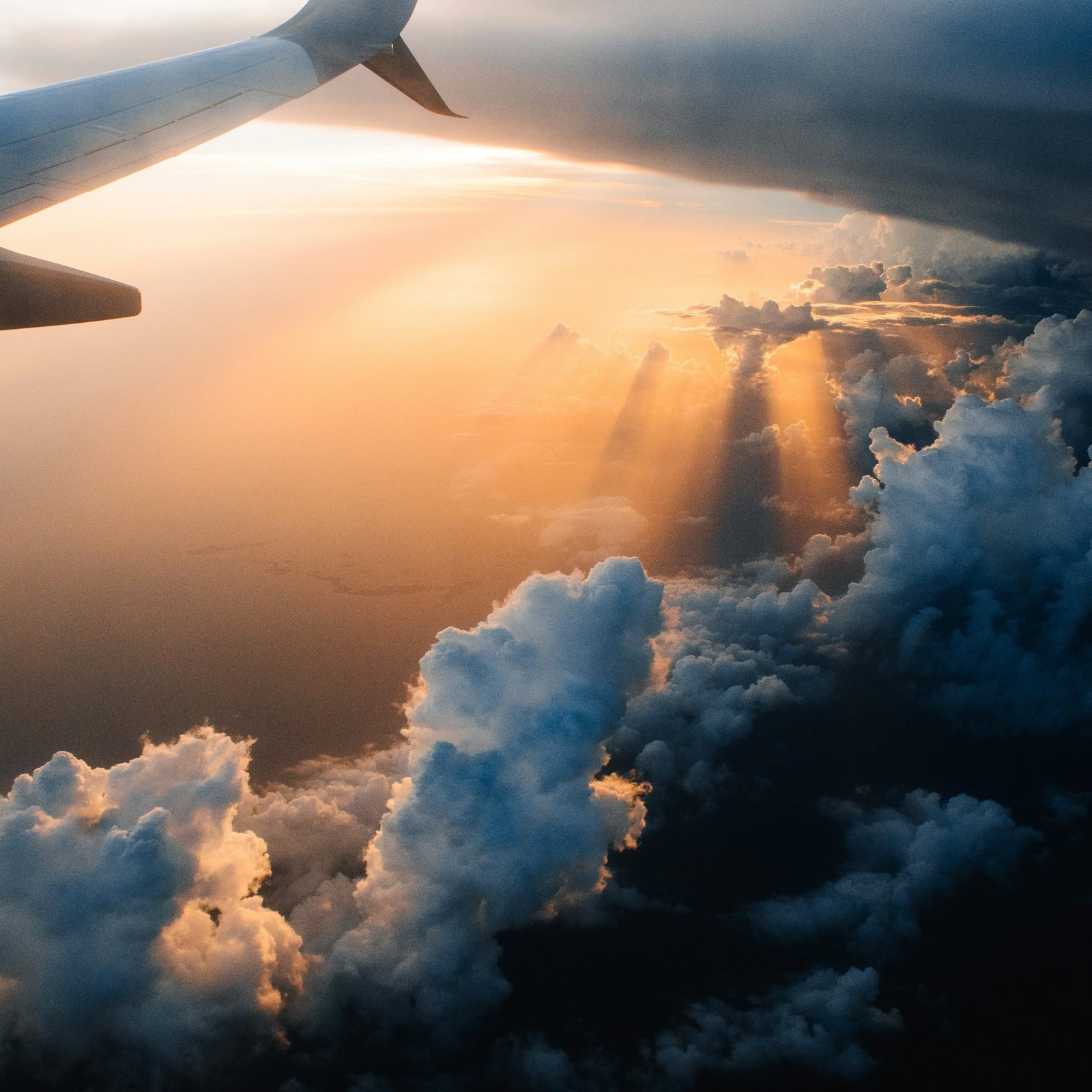 airplane on sky during golden hour